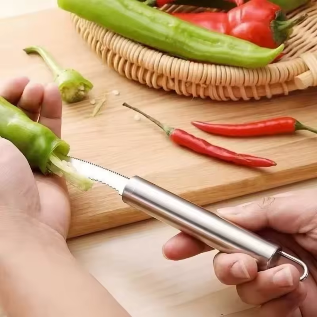 SliceCore™ – Paprika-Entkerner & Samenentferner für müheloses Schneiden