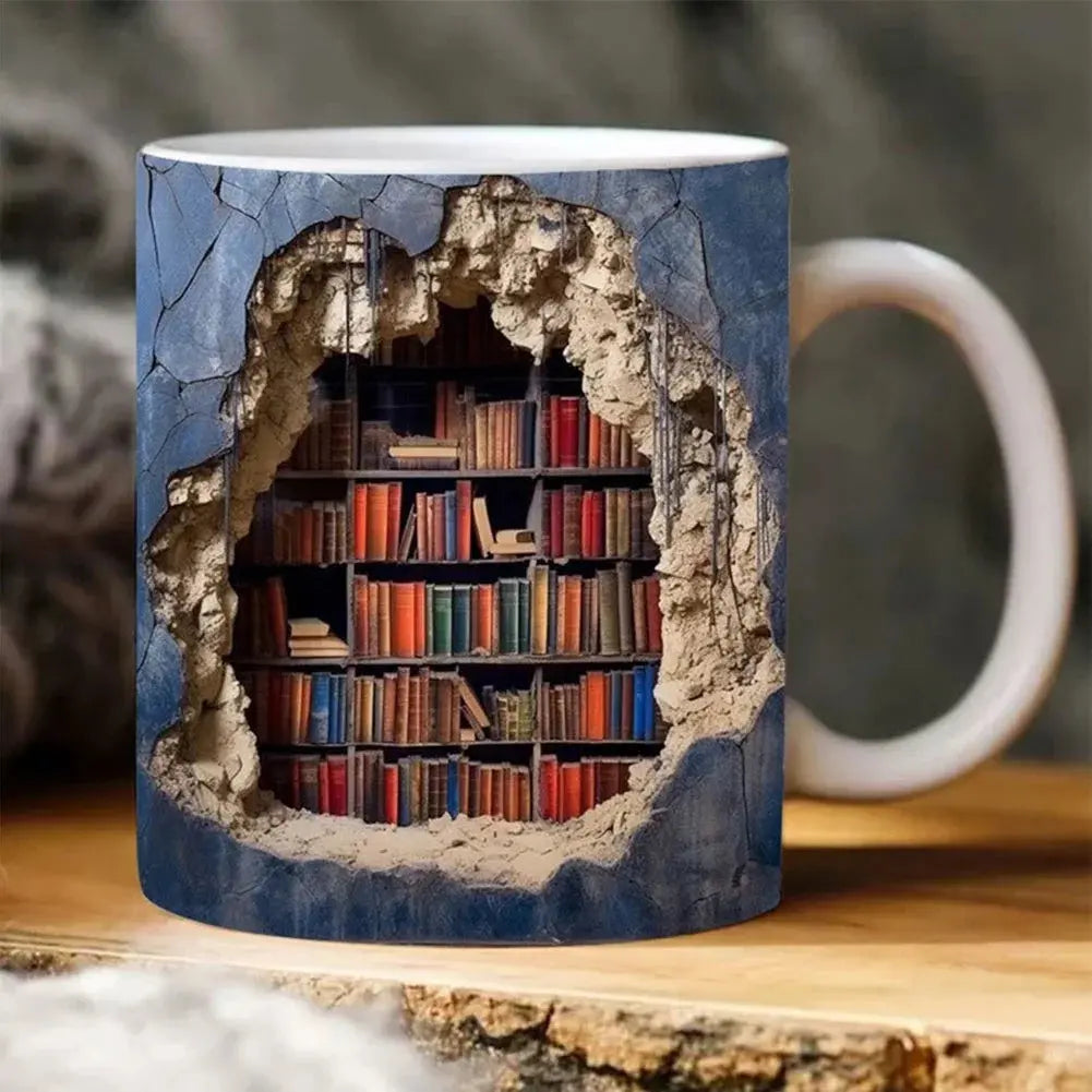 MugBookshelf | 3D-Bücherregal-Keramiktasse für Bücherliebhaber