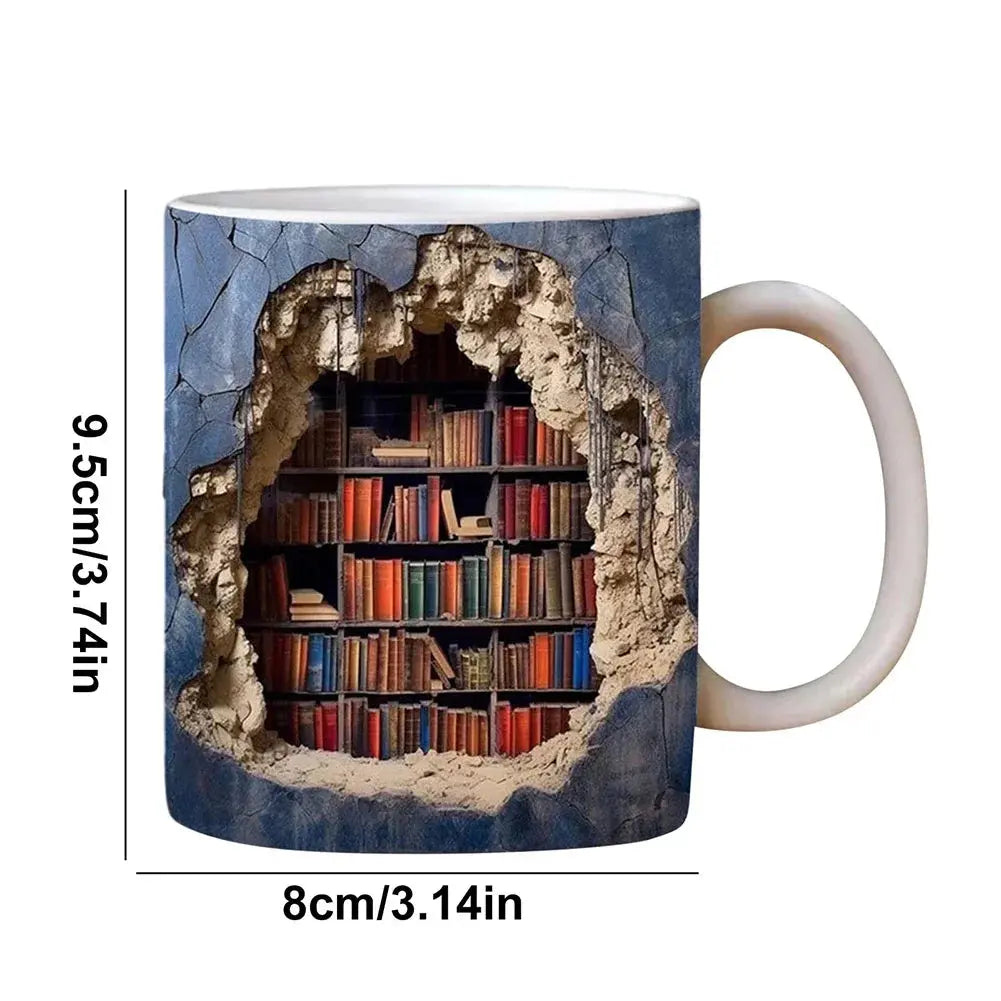 MugBookshelf | 3D-Bücherregal-Keramiktasse für Bücherliebhaber