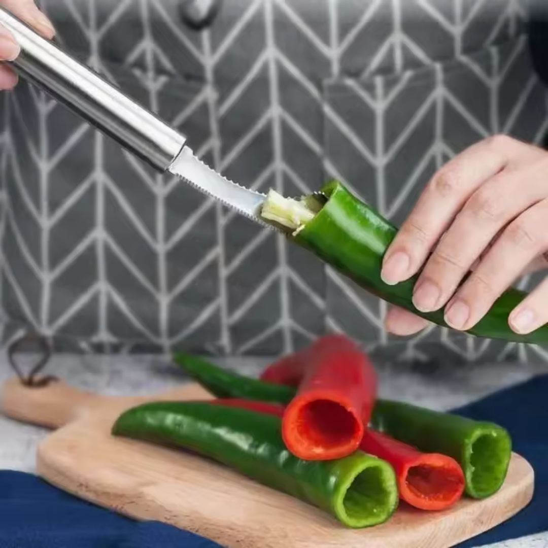 SliceCore™ – Paprika-Entkerner & Samenentferner für müheloses Schneiden