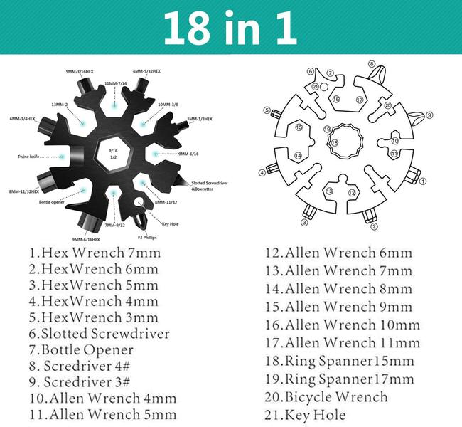 1+1 Gratis | Toolflake™ -  18 in 1 Mehrzweck-Schneeflocke