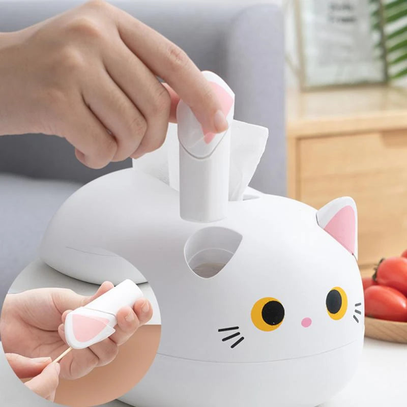 Elegatto™ – Niedliche Katzen-Tissue-Box mit Zahnstocherhalter & viel Stauraum