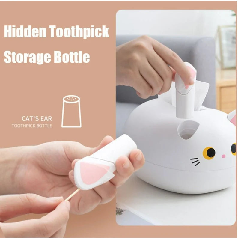 Elegatto™ – Niedliche Katzen-Tissue-Box mit Zahnstocherhalter & viel Stauraum
