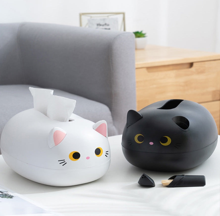Elegatto™ – Niedliche Katzen-Tissue-Box mit Zahnstocherhalter & viel Stauraum